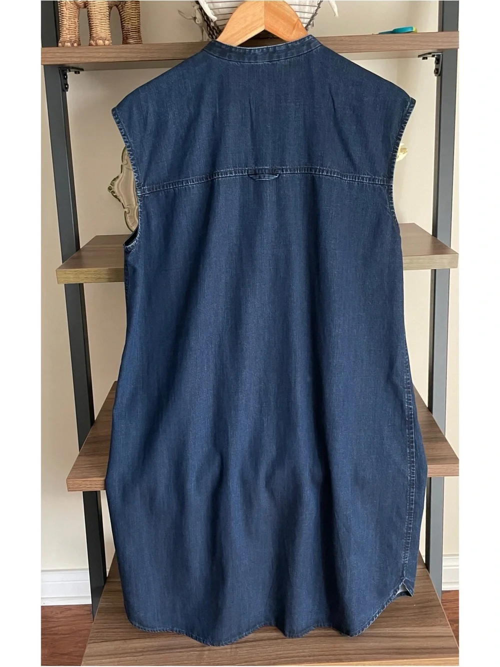 Eileen Fisher Sleeveless Button-Front Denim Tunic Dress, Size Medium - Picture 4 of 12